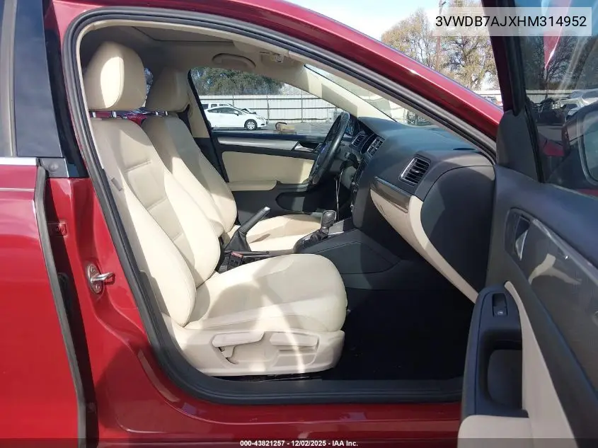 3VWDB7AJXHM314952 2017 Volkswagen Jetta 1.4T Se