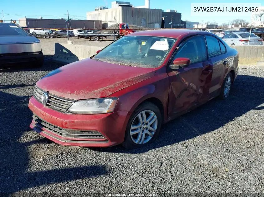 3VW2B7AJ1JM212436 2018 Volkswagen Jetta 1.4T S
