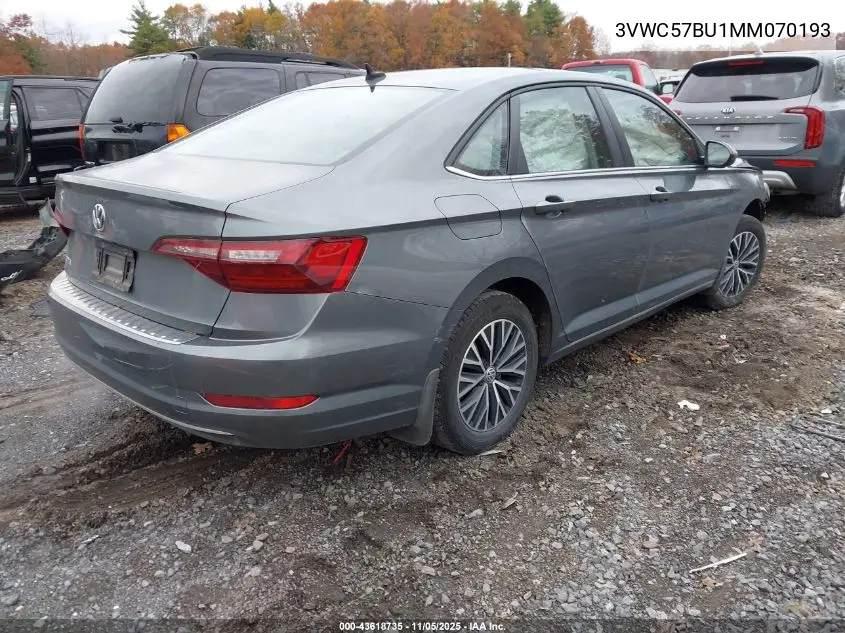 3VWC57BU1MM070193 2021 Volkswagen Jetta 1.4T R-Line/1.4T S/1.4T Se