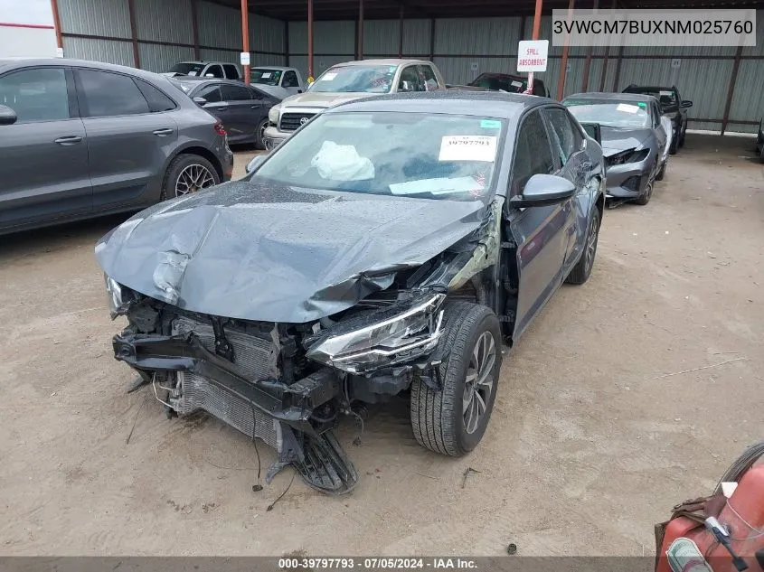 3VWCM7BUXNM025760 2022 Volkswagen Jetta 1.5T S