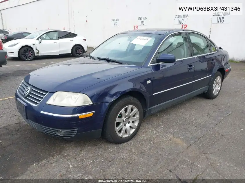 WVWPD63BX3P431346 2003 Volkswagen Passat Gls