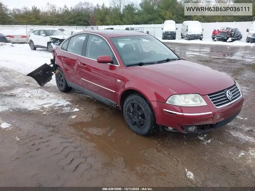 WVWRH63B63P036111 2003 Volkswagen Passat Glx