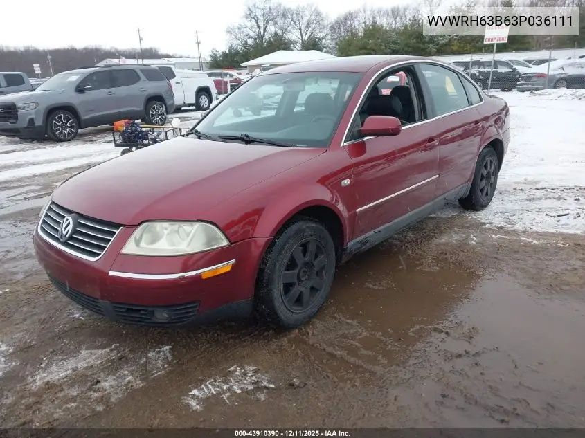 WVWRH63B63P036111 2003 Volkswagen Passat Glx