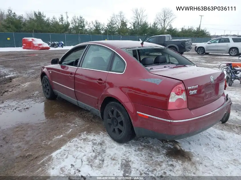 WVWRH63B63P036111 2003 Volkswagen Passat Glx