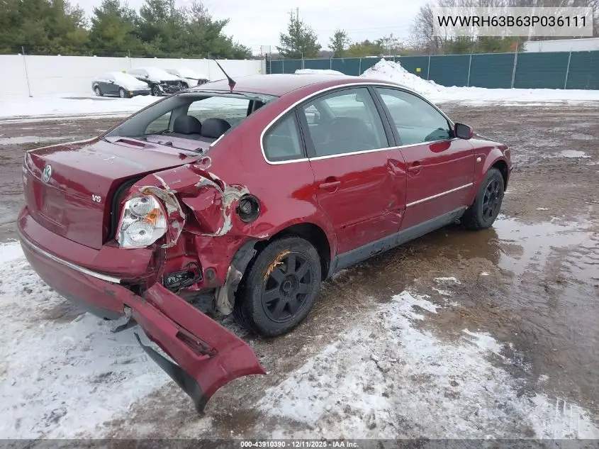WVWRH63B63P036111 2003 Volkswagen Passat Glx