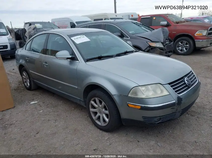WVWPD63B94P321020 2004 Volkswagen Passat Gls