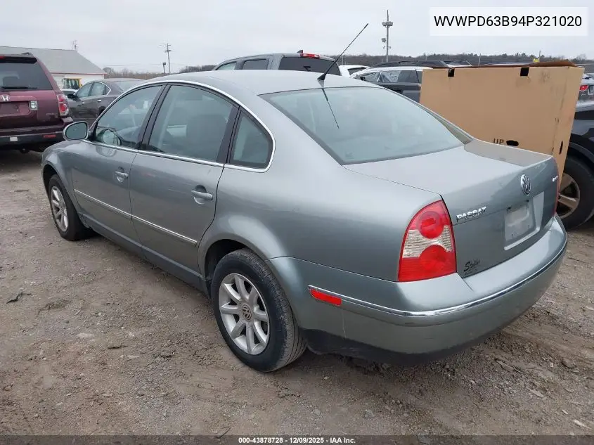 WVWPD63B94P321020 2004 Volkswagen Passat Gls