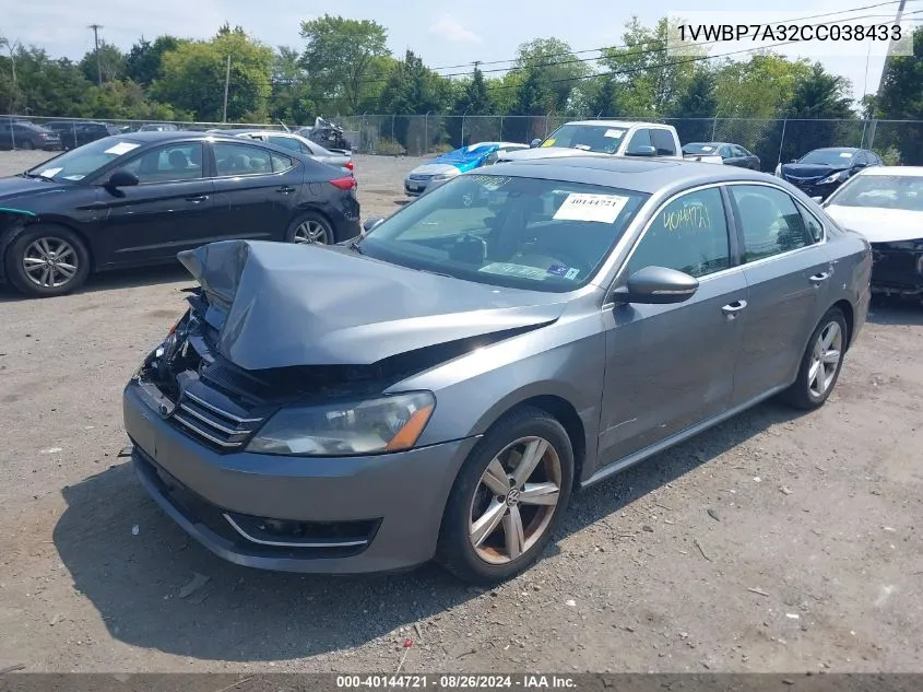 1VWBP7A32CC038433 2012 Volkswagen Passat 2.5L Se