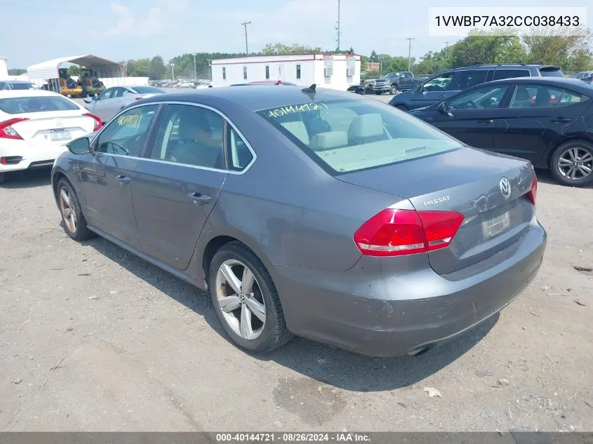 1VWBP7A32CC038433 2012 Volkswagen Passat 2.5L Se