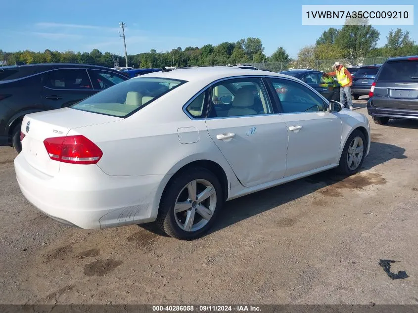 1VWBN7A35CC009210 2012 Volkswagen Passat 2.0L Tdi Se