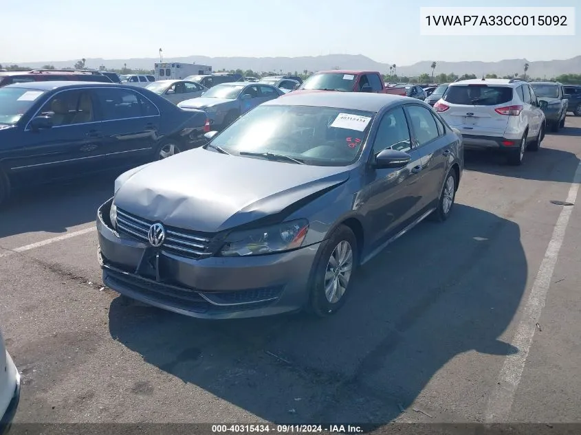 1VWAP7A33CC015092 2012 Volkswagen Passat S