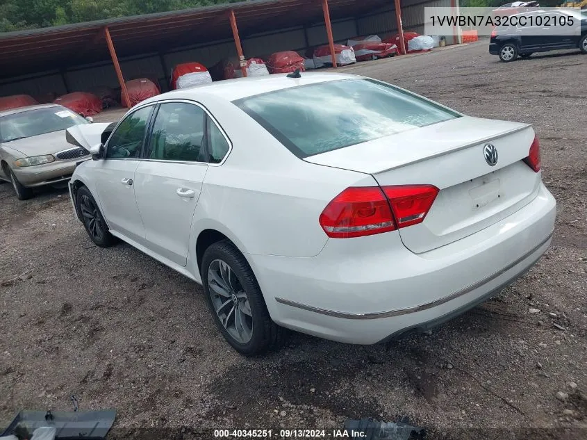 1VWBN7A32CC102105 2012 Volkswagen Passat 2.0L Tdi Se