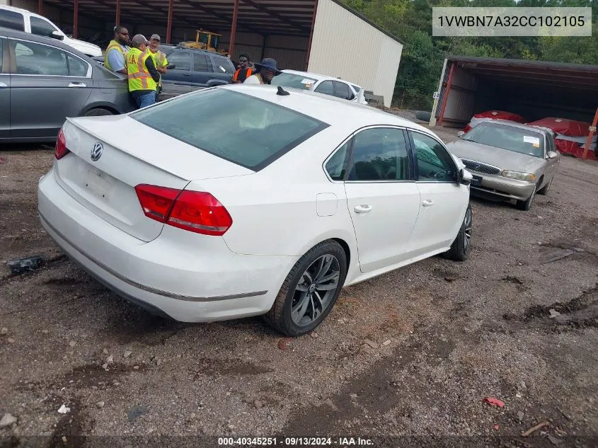 1VWBN7A32CC102105 2012 Volkswagen Passat 2.0L Tdi Se