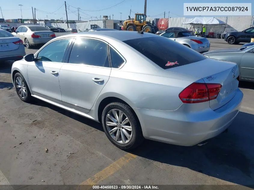 1VWCP7A37CC087924 2012 Volkswagen Passat 2.5L Sel Premium