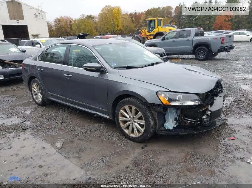 1VWCP7A34CC103982 2012 Volkswagen Passat 2.5L Sel Premium