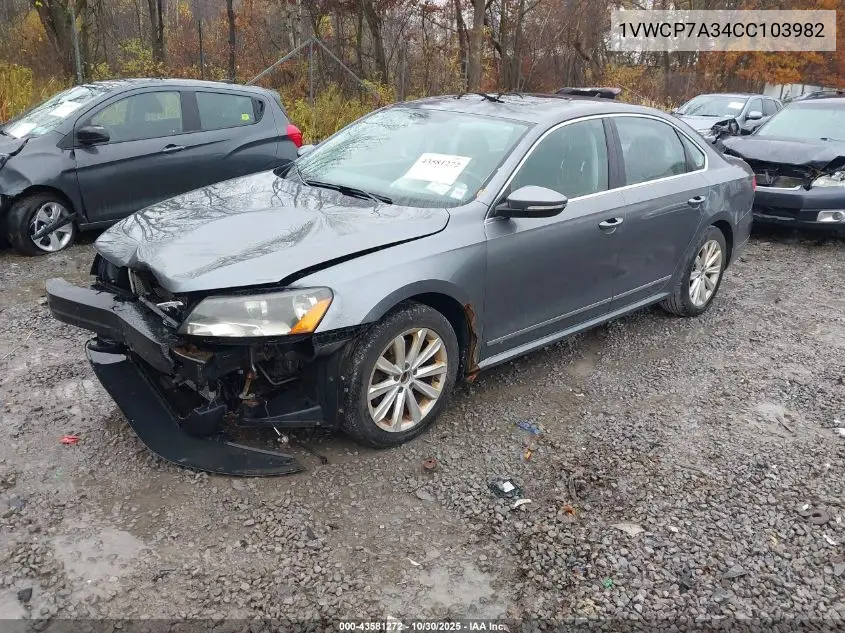 1VWCP7A34CC103982 2012 Volkswagen Passat 2.5L Sel Premium