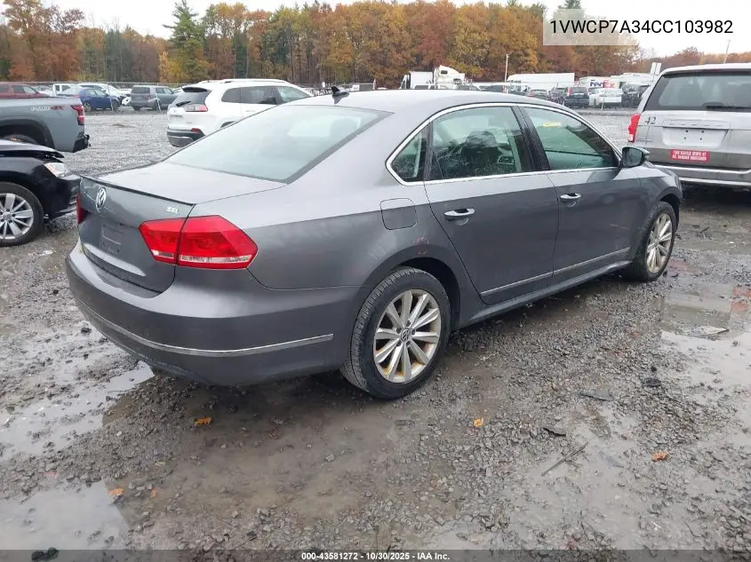 1VWCP7A34CC103982 2012 Volkswagen Passat 2.5L Sel Premium