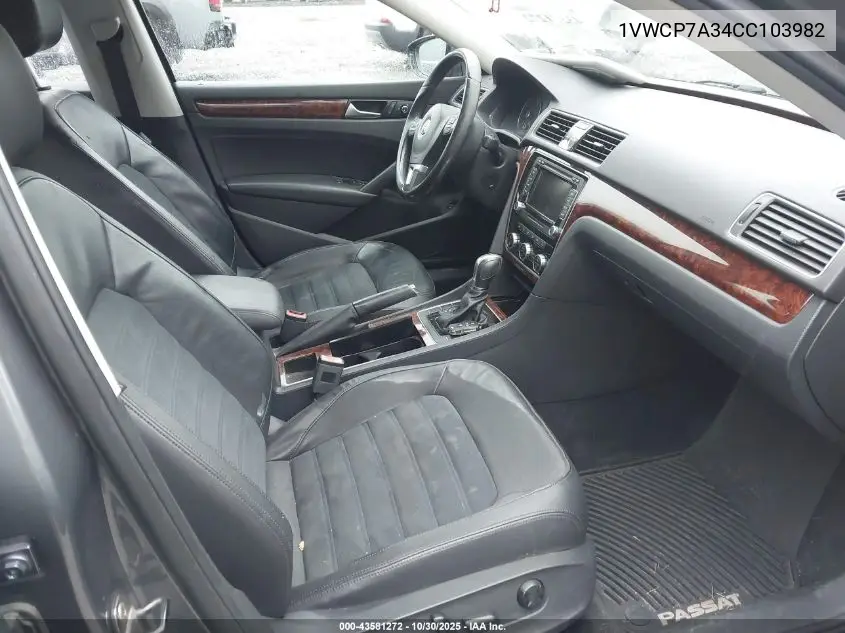 1VWCP7A34CC103982 2012 Volkswagen Passat 2.5L Sel Premium