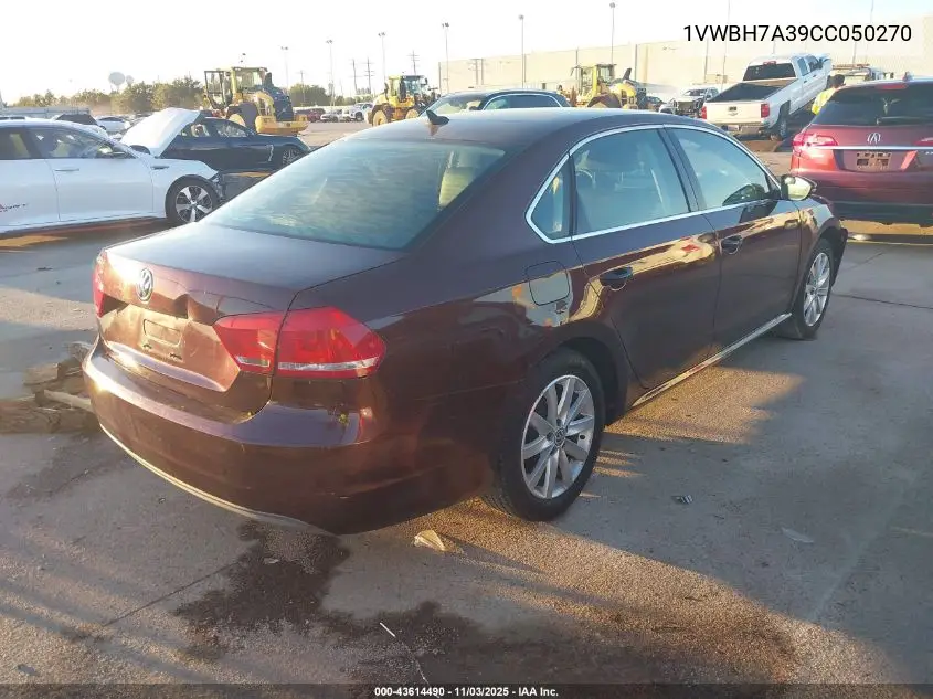 1VWBH7A39CC050270 2012 Volkswagen Passat 2.5L Se