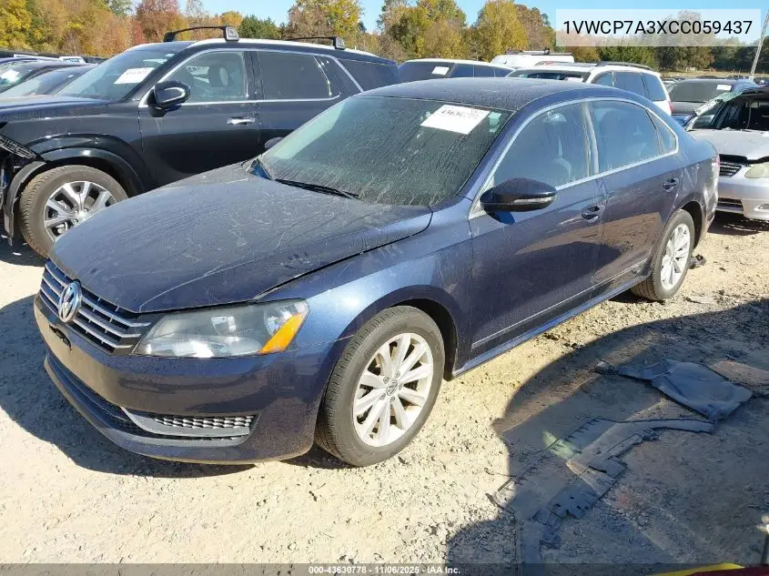 1VWCP7A3XCC059437 2012 Volkswagen Passat 2.5L Sel