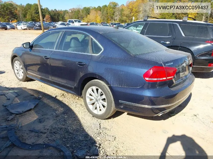 1VWCP7A3XCC059437 2012 Volkswagen Passat 2.5L Sel