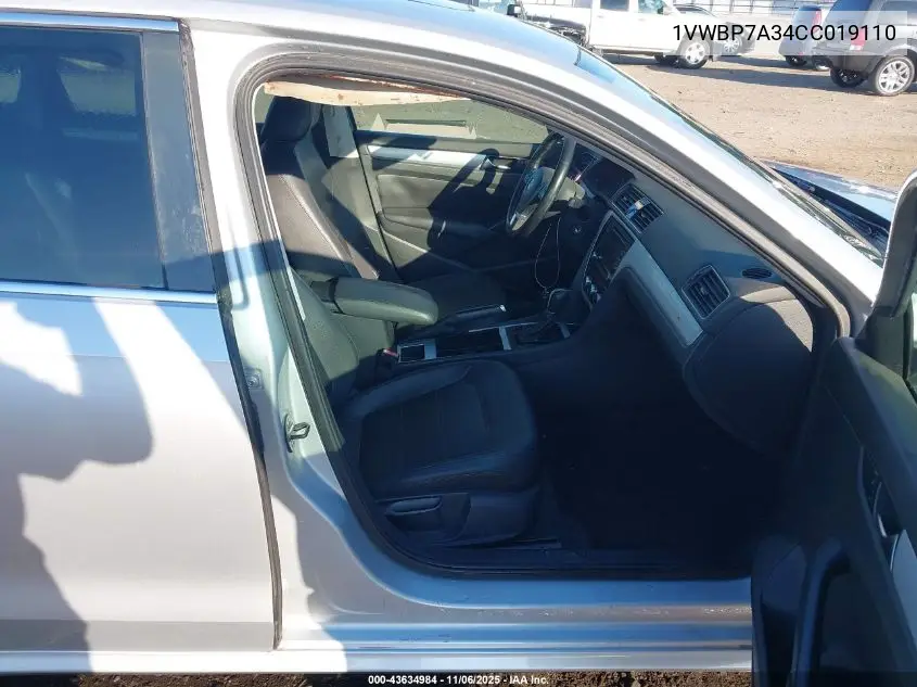 1VWBP7A34CC019110 2012 Volkswagen Passat 2.5L Se