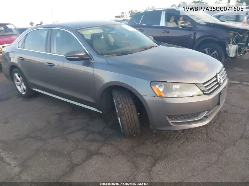 1VWBP7A35CC071605 2012 Volkswagen Passat 2.5L Se