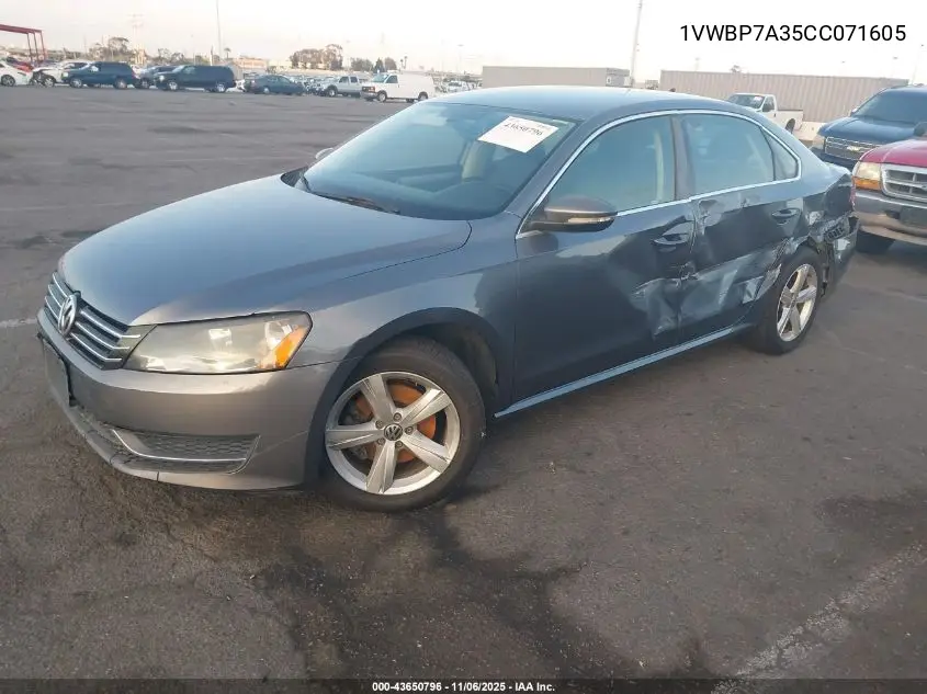 1VWBP7A35CC071605 2012 Volkswagen Passat 2.5L Se