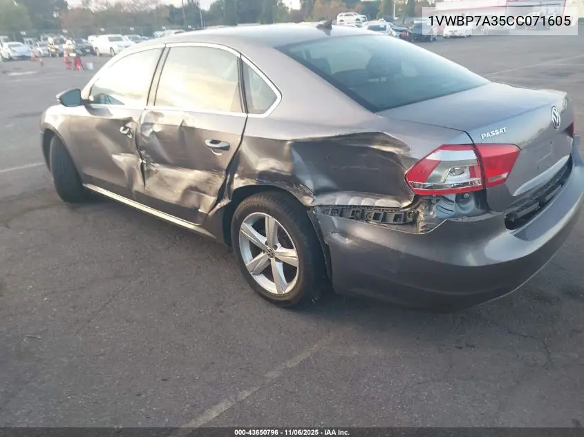 1VWBP7A35CC071605 2012 Volkswagen Passat 2.5L Se