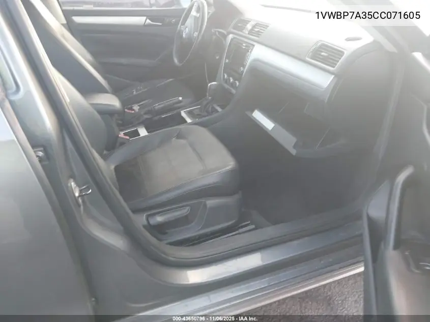 1VWBP7A35CC071605 2012 Volkswagen Passat 2.5L Se