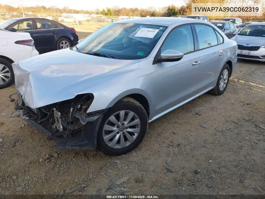 1VWAP7A39CC062319 2012 Volkswagen Passat 2.5L S