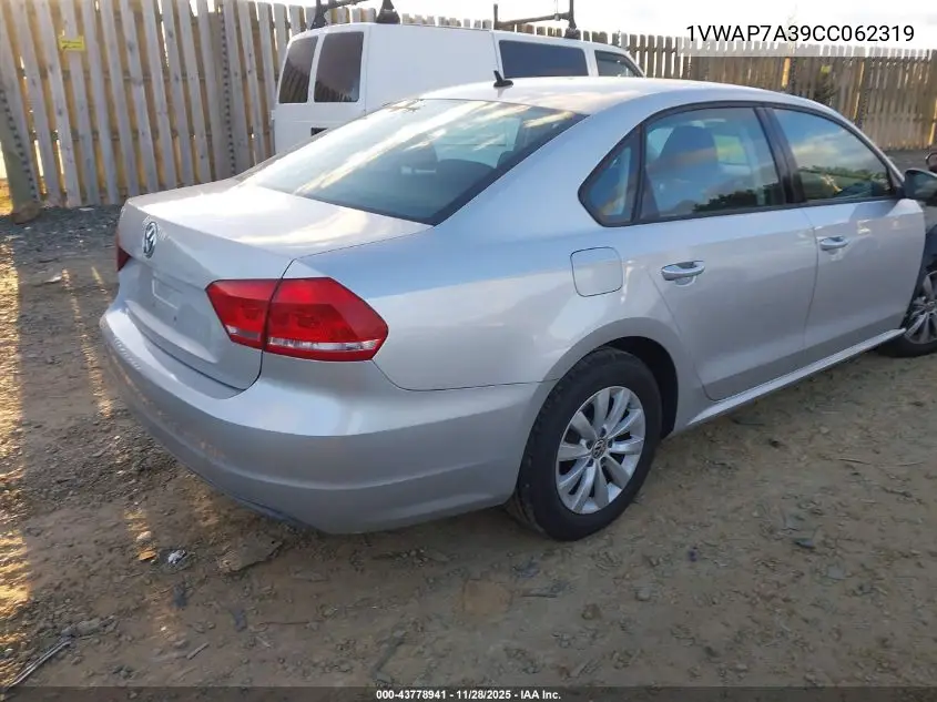 1VWAP7A39CC062319 2012 Volkswagen Passat 2.5L S