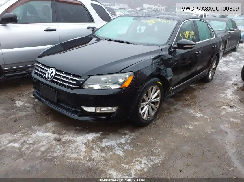 1VWCP7A3XCC100309 2012 Volkswagen Passat 2.5L Sel Premium