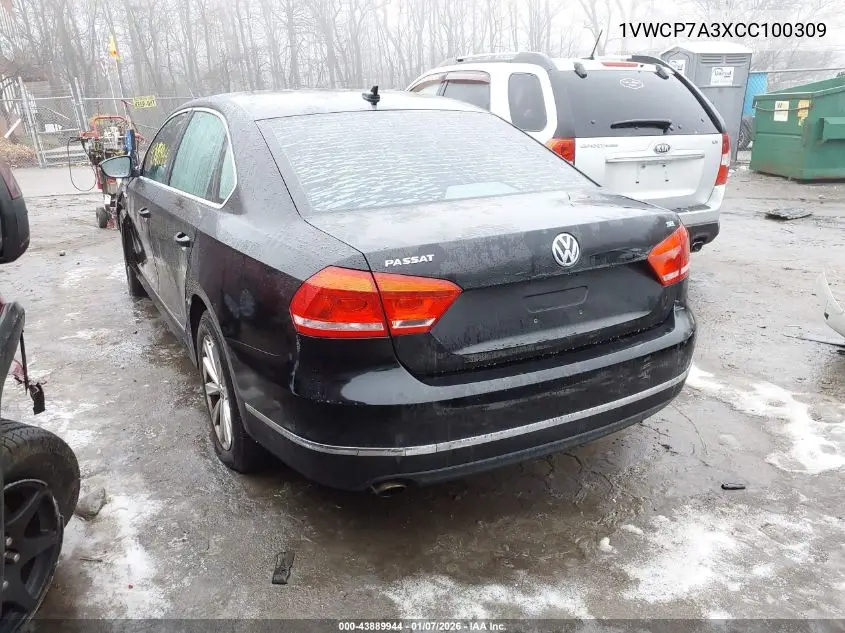 1VWCP7A3XCC100309 2012 Volkswagen Passat 2.5L Sel Premium