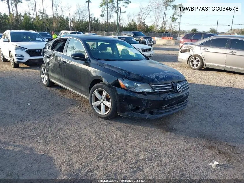 1VWBP7A31CC034678 2012 Volkswagen Passat 2.5L Se