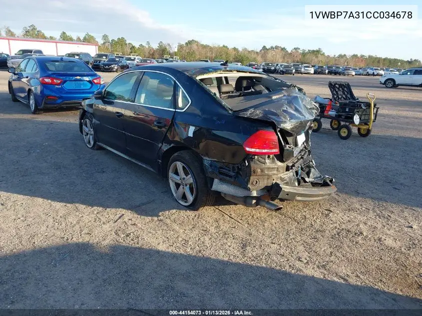 1VWBP7A31CC034678 2012 Volkswagen Passat 2.5L Se