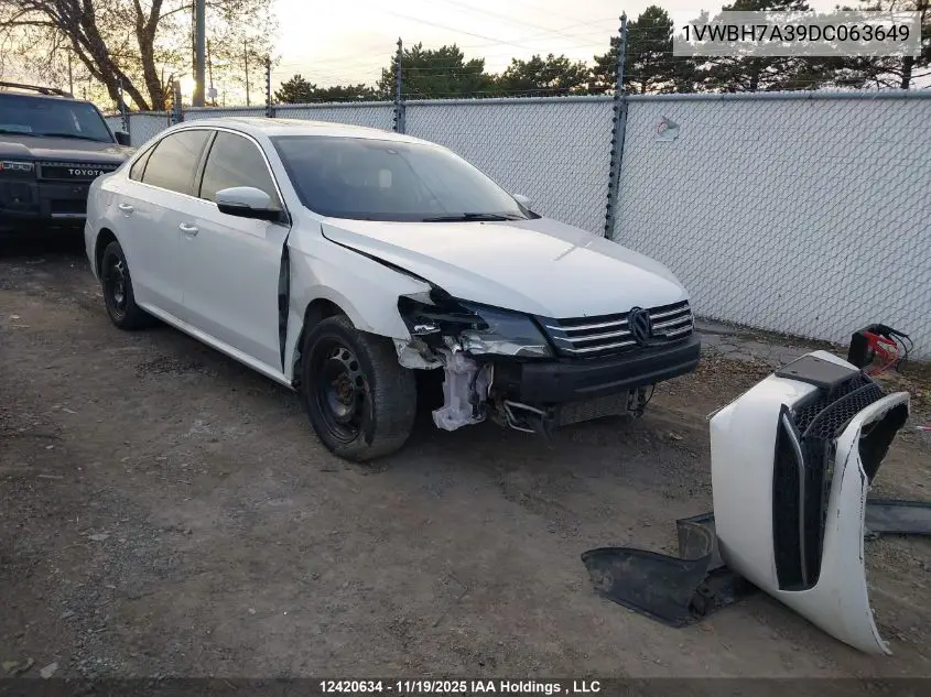 1VWBH7A39DC063649 2013 Volkswagen Passat 2.5L Comfortline