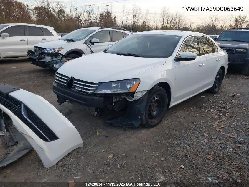 1VWBH7A39DC063649 2013 Volkswagen Passat 2.5L Comfortline