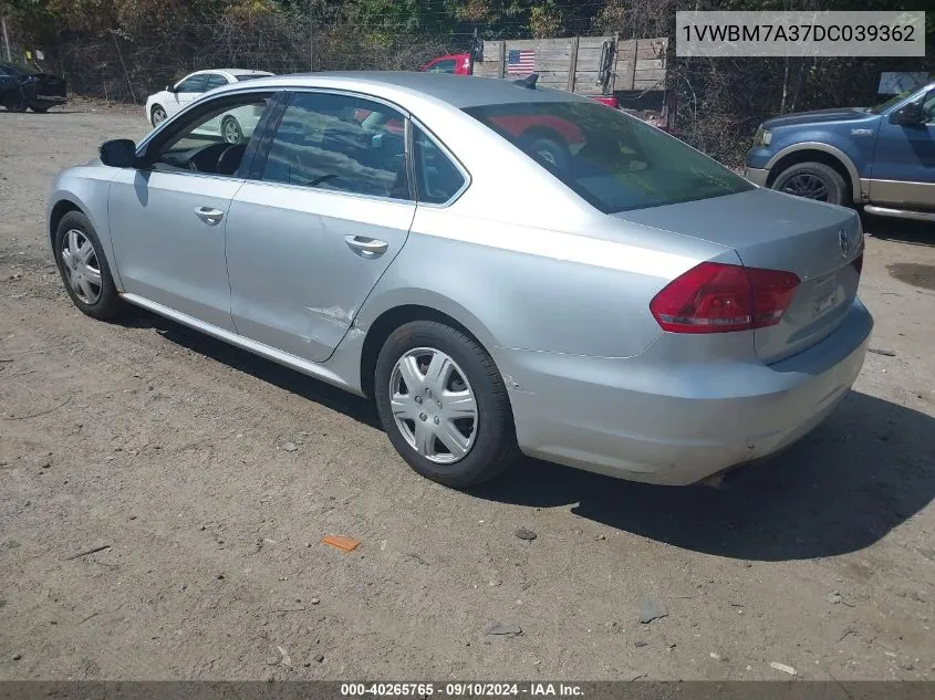 1VWBM7A37DC039362 2013 Volkswagen Passat 3.6L V6 Se