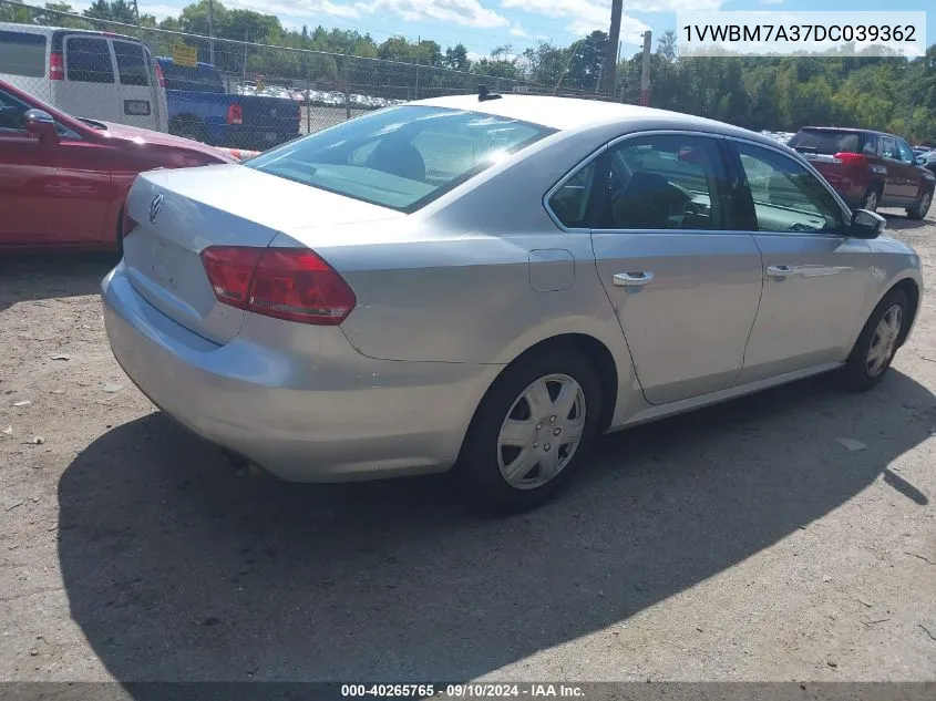 1VWBM7A37DC039362 2013 Volkswagen Passat 3.6L V6 Se