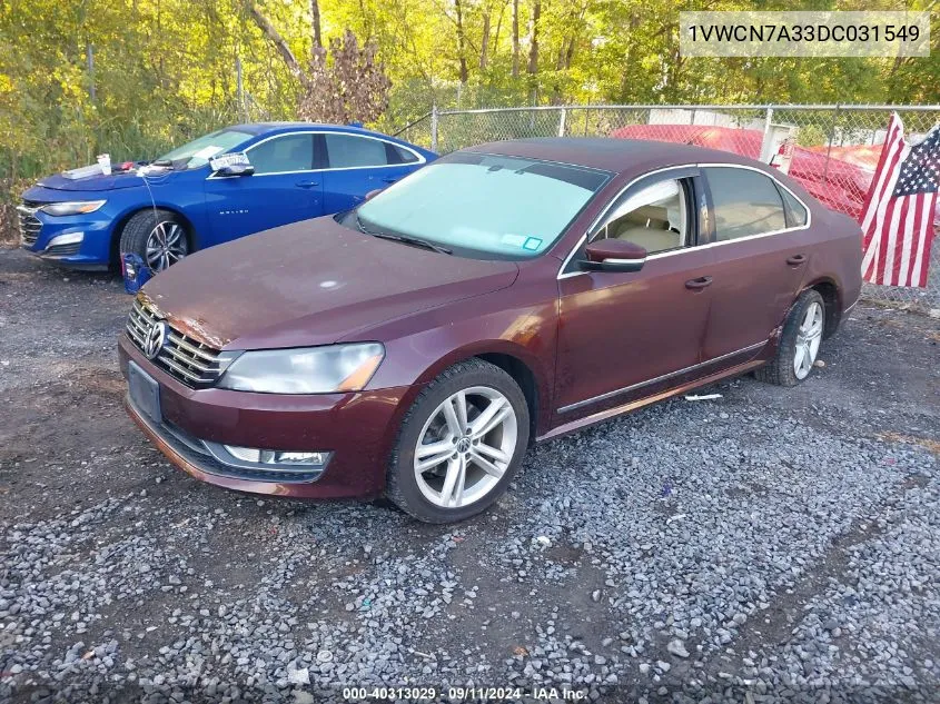 1VWCN7A33DC031549 2013 Volkswagen Passat Sel