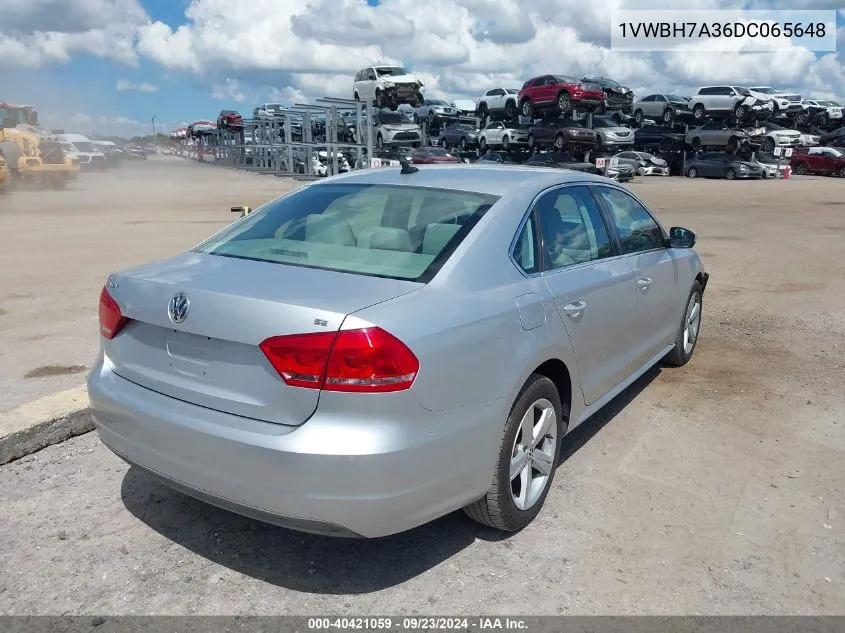 1VWBH7A36DC065648 2013 Volkswagen Passat 2.5L Se