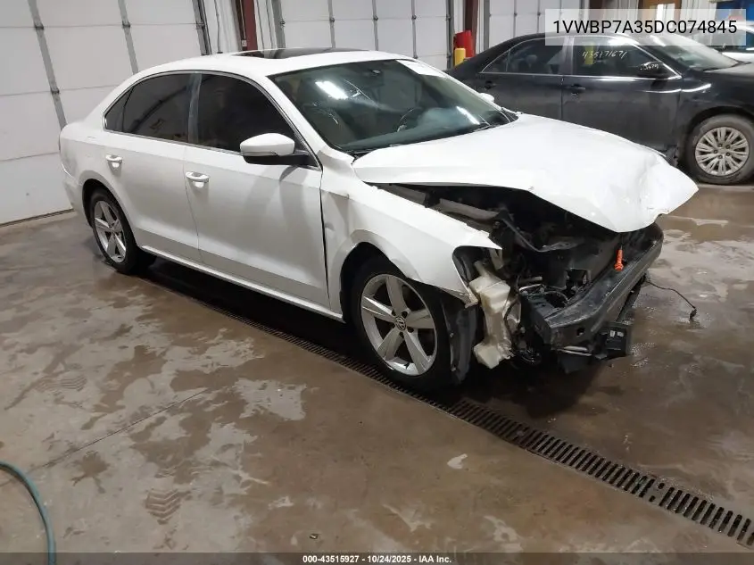 1VWBP7A35DC074845 2013 Volkswagen Passat 2.5L Se
