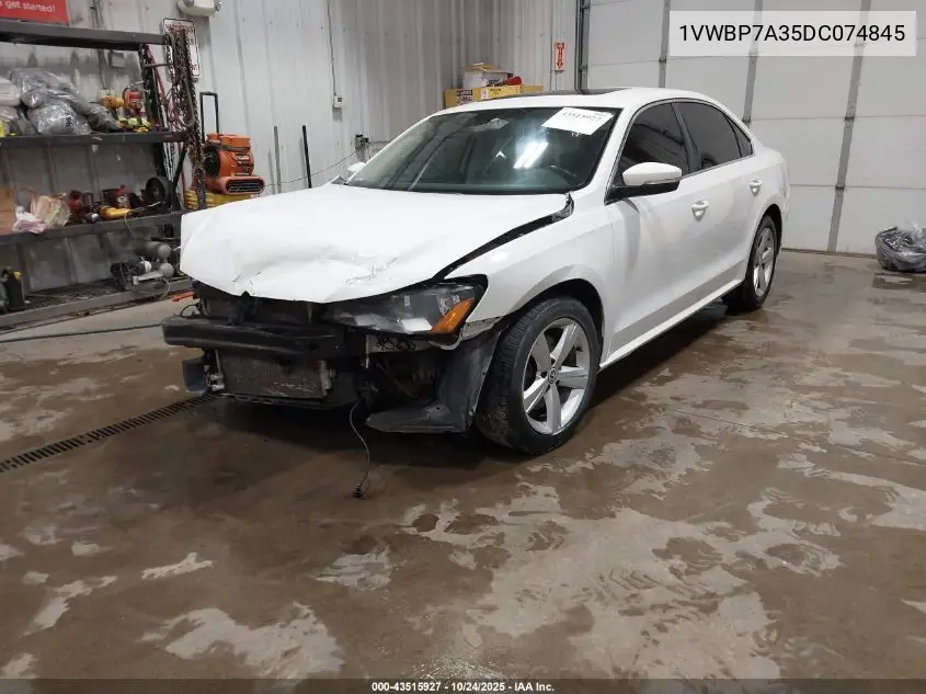 1VWBP7A35DC074845 2013 Volkswagen Passat 2.5L Se