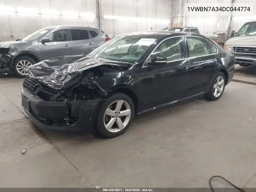 1VWBN7A34DC044774 2013 Volkswagen Passat 2.0L Tdi Se