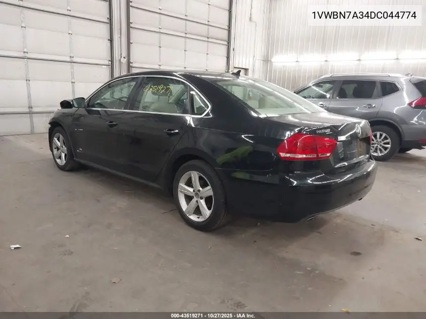 1VWBN7A34DC044774 2013 Volkswagen Passat 2.0L Tdi Se