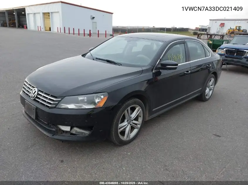 1VWCN7A33DC021409 2013 Volkswagen Passat 2.0L Tdi Sel Premium