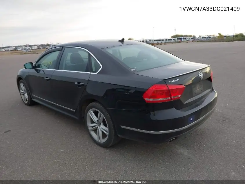 1VWCN7A33DC021409 2013 Volkswagen Passat 2.0L Tdi Sel Premium
