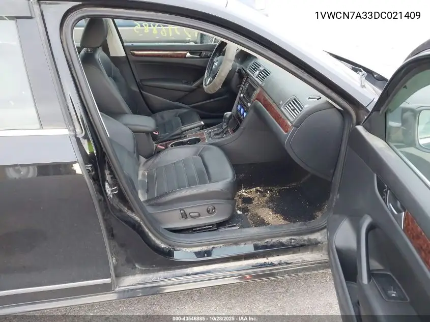 1VWCN7A33DC021409 2013 Volkswagen Passat 2.0L Tdi Sel Premium