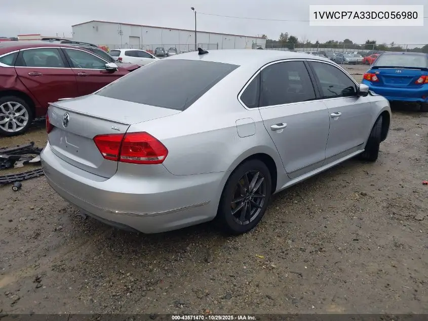 1VWCP7A33DC056980 2013 Volkswagen Passat 2.5L Sel Premium